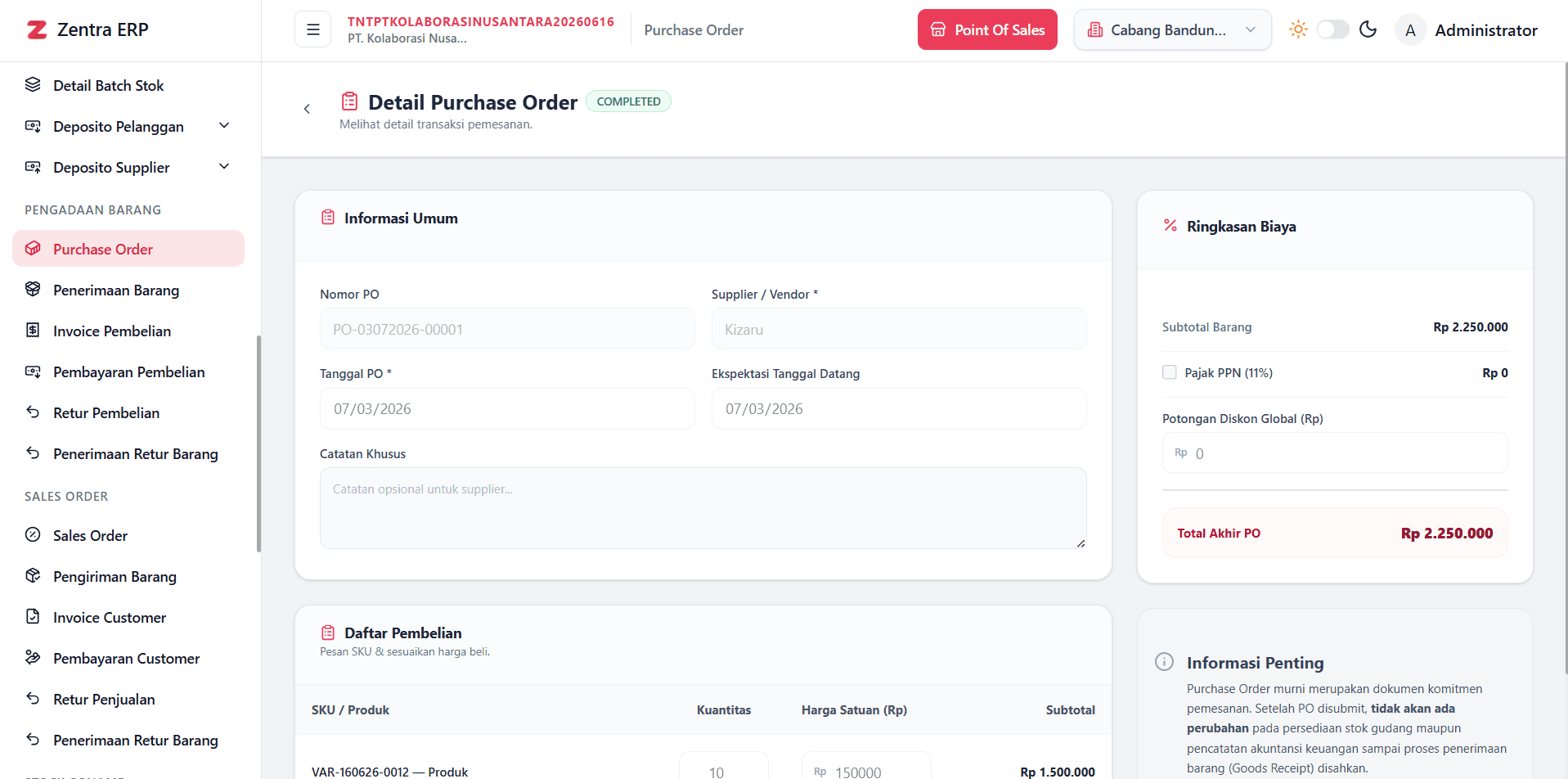 Purchase Order (PO)