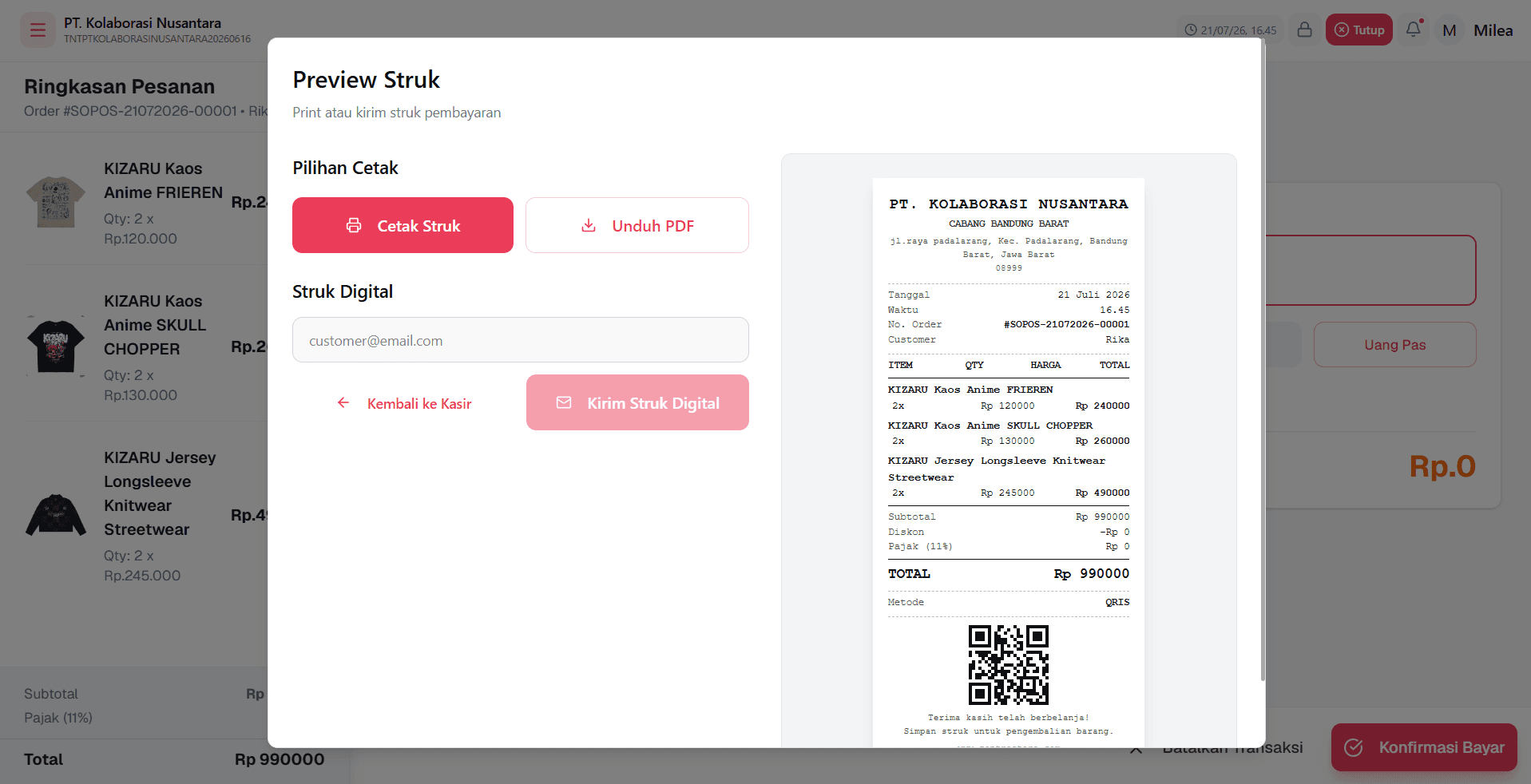 Cetak Struk Digital
