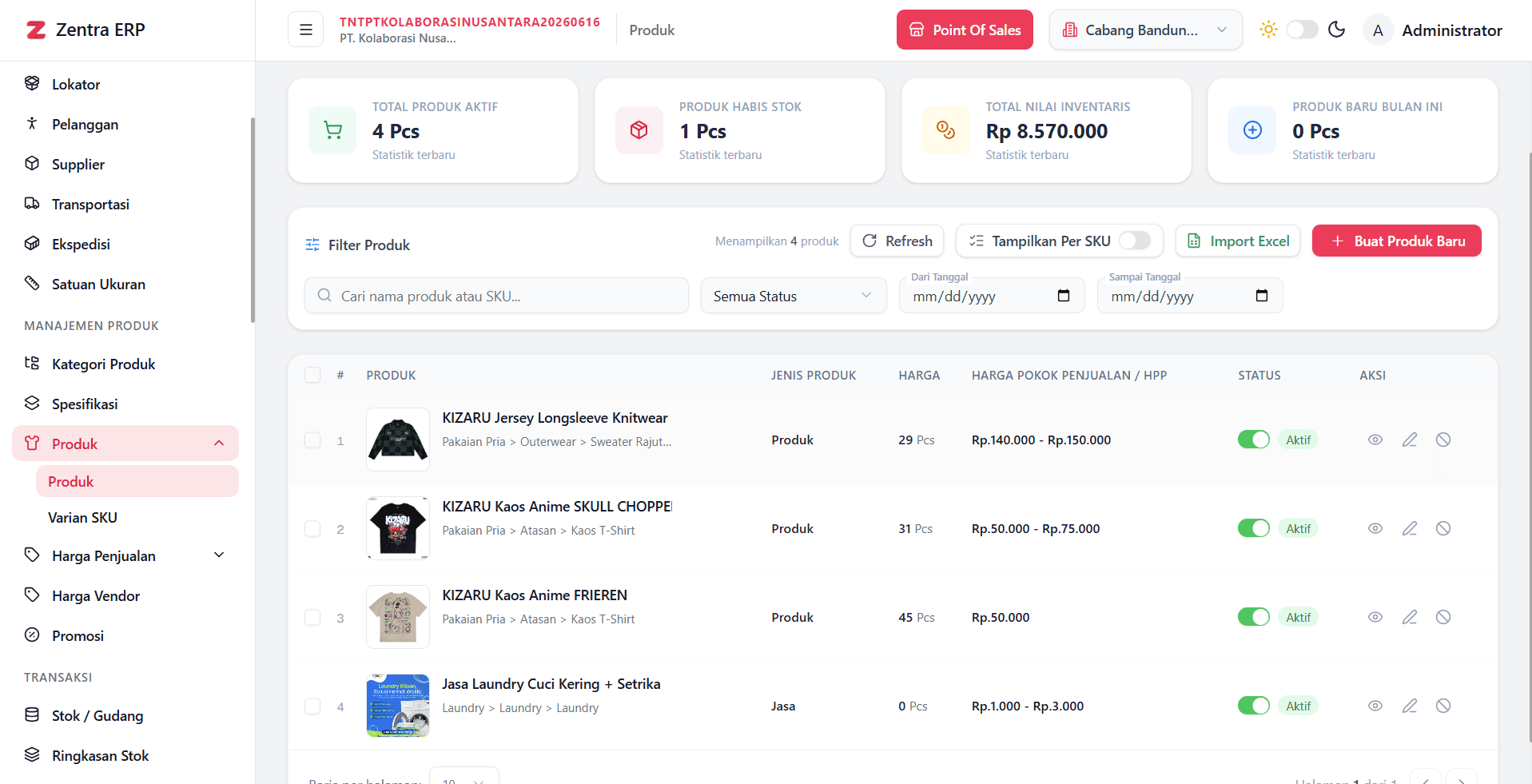 Item Master (Produk)